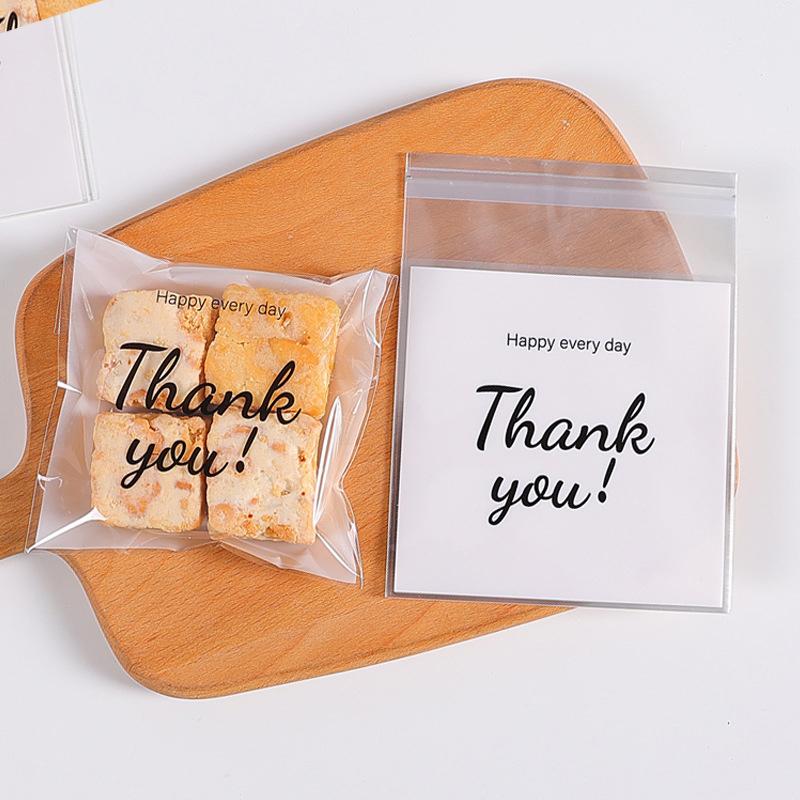 100Pcs Transparent Thank You Self-Adhesive Bag Plastic Pouches For Ring Earring Necklace Jewelry Travel Display Packaging Bags