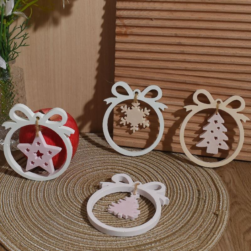 Christmas Tree Pendant Silicone Mold Xmas Candle Plaster Bow Snowflake Key Gypsum Mold Diy Hanging Decor Santa Claus Resin Mold