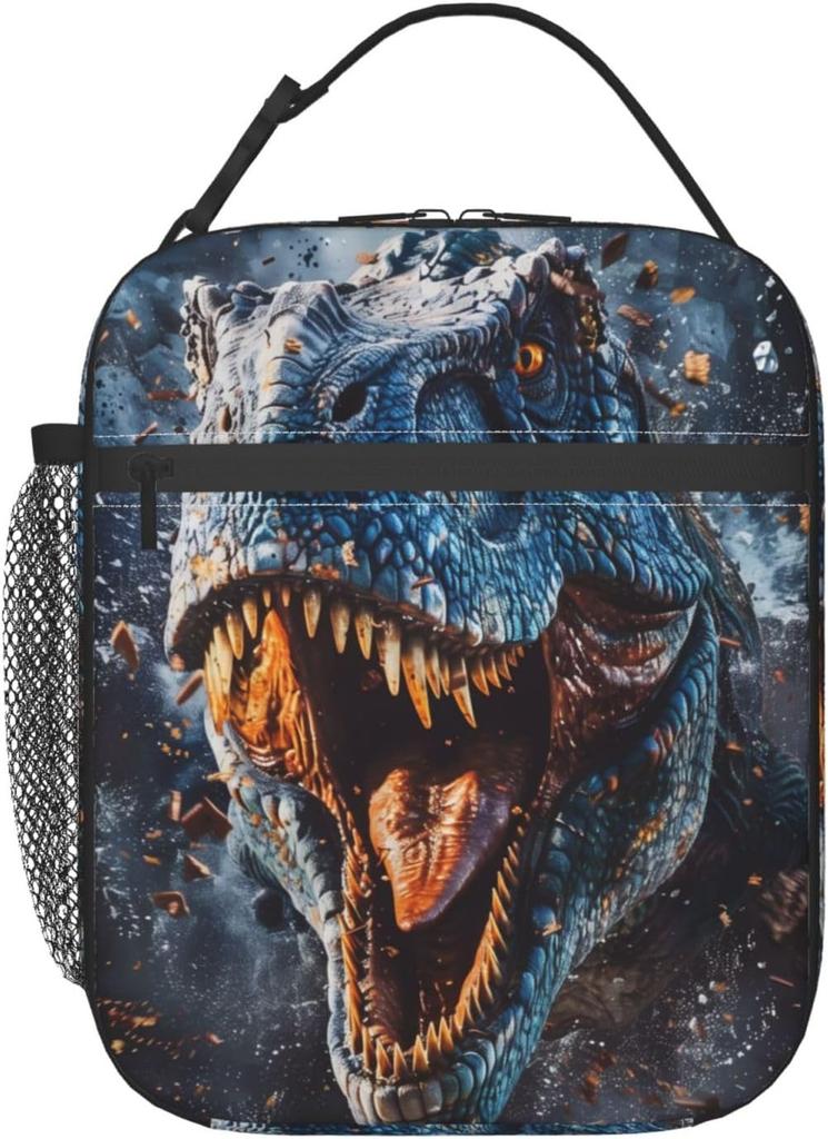 Isolierte Brotdose für Jungen Mädchen Kinder Dinosaurier Brotdose für Arbeit, Picknick, Schule, Reisen, Wandern, Strand oder Angeln Polyester Dinosaurier-Thema Brottasche