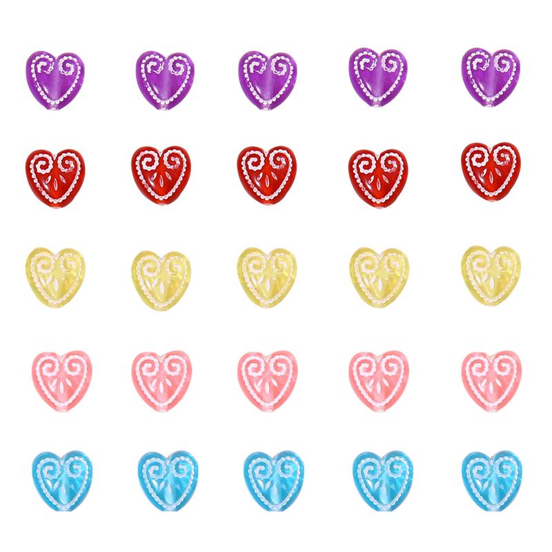 60 buc. margele de dragoste cu imprimare în relief acrilic pentru bricolaj, colier, brăţară, cercei, bijuterii, accesorii de artizanat