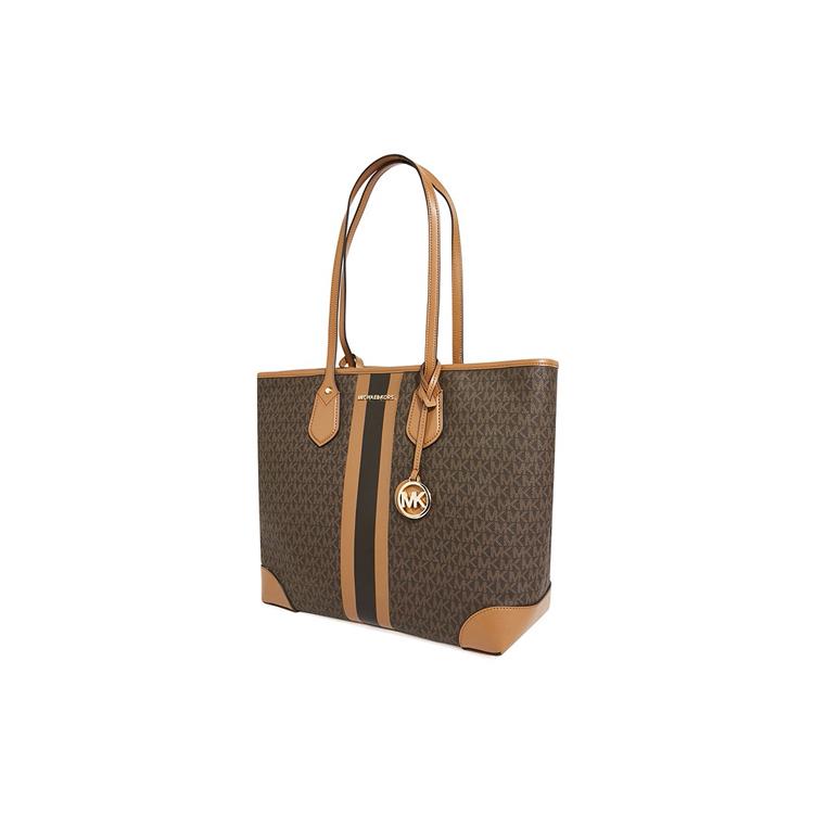 New MICHAEL KORS Eva Canvas Tote Bag Shopping Bag Handbag Women's Apple Brown 30T9GV0T7B-252