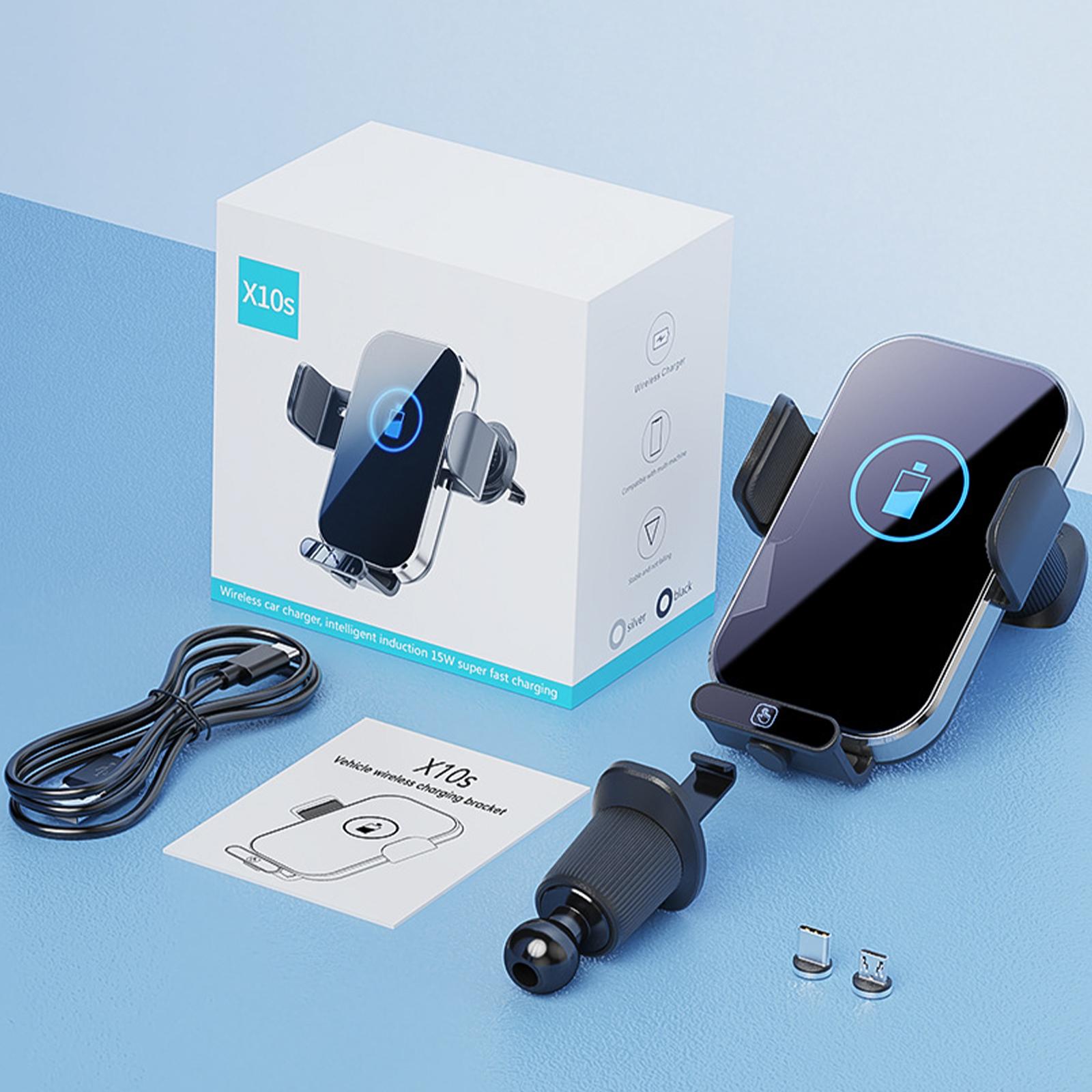 

Car Mount Phone Holder Wireless Charger Fast Charging Air Vent Car Charging Holder One-touch Clamping Anti-Slip and Shock чёрный