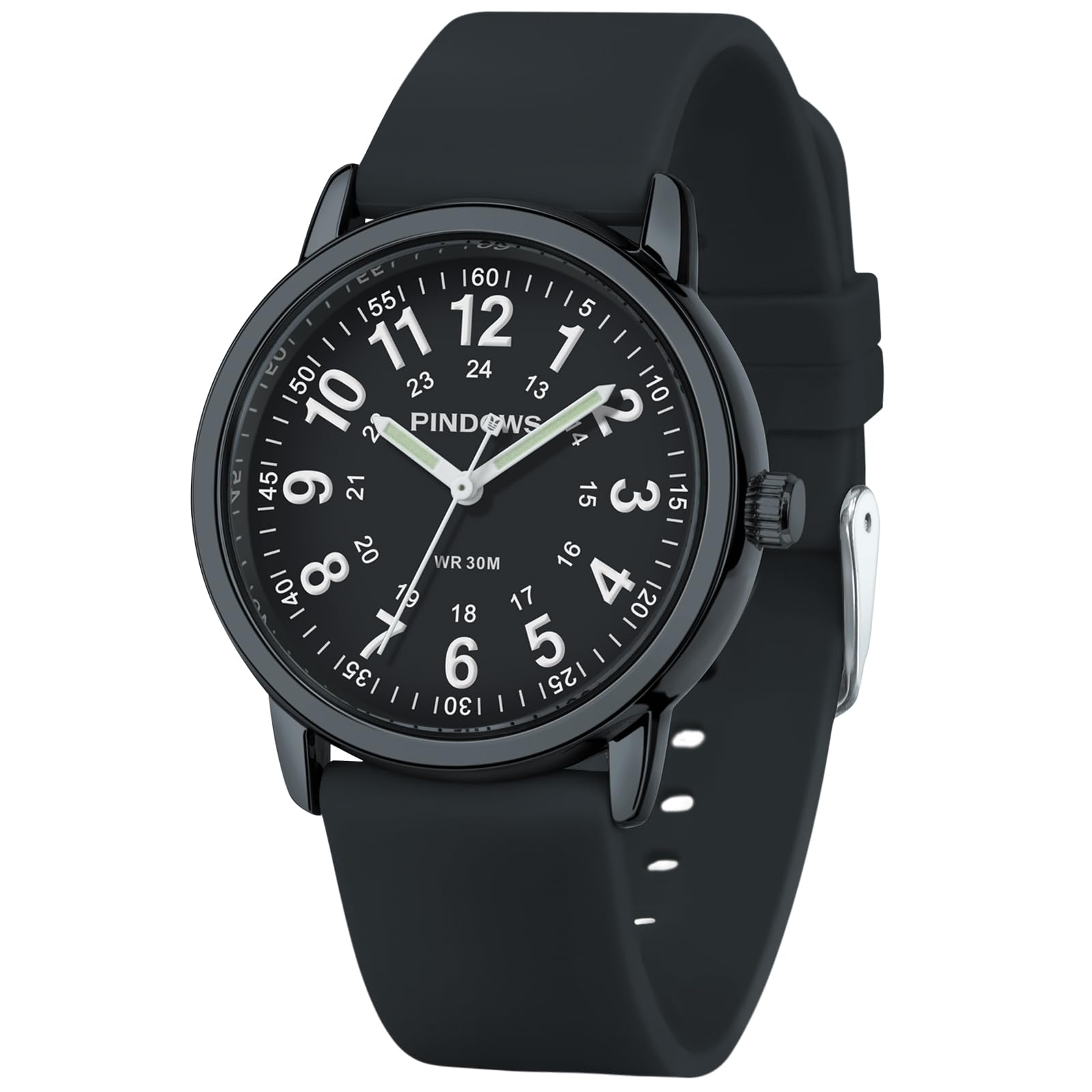 

PINDOWS Women s Silicone Band Design Analog Quartz Wrist Watch for Young and Students High