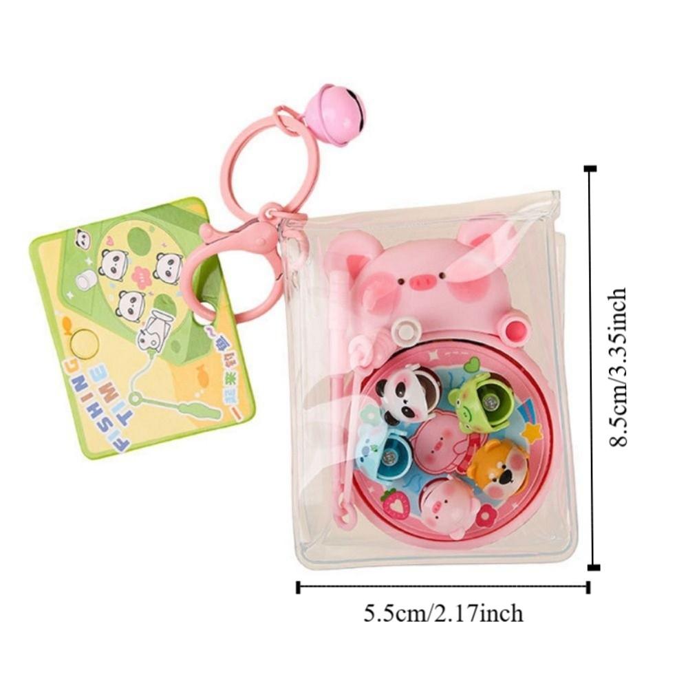 Rotating Fishing Fishing Toy Keychain Anti Loss Car Key Ring Cartoon Bag Pendant  Birthday Gift
