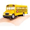 Gelbe Schulbus-Spielzeugautos aus Druckguss für Kinder, 5-Zoll-Rückziehauto mit zu öffnenden Türen und Gummireifen