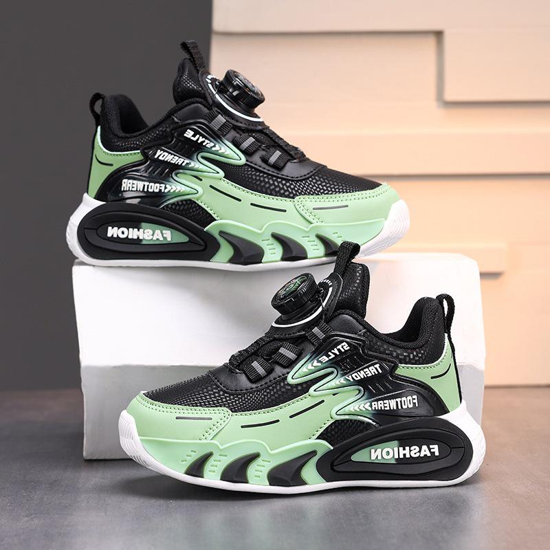 Boys' Waterproof Leather Sports Shoes with Rotating Button for Autumn/Winter 2025 - Ideal for Older Kids