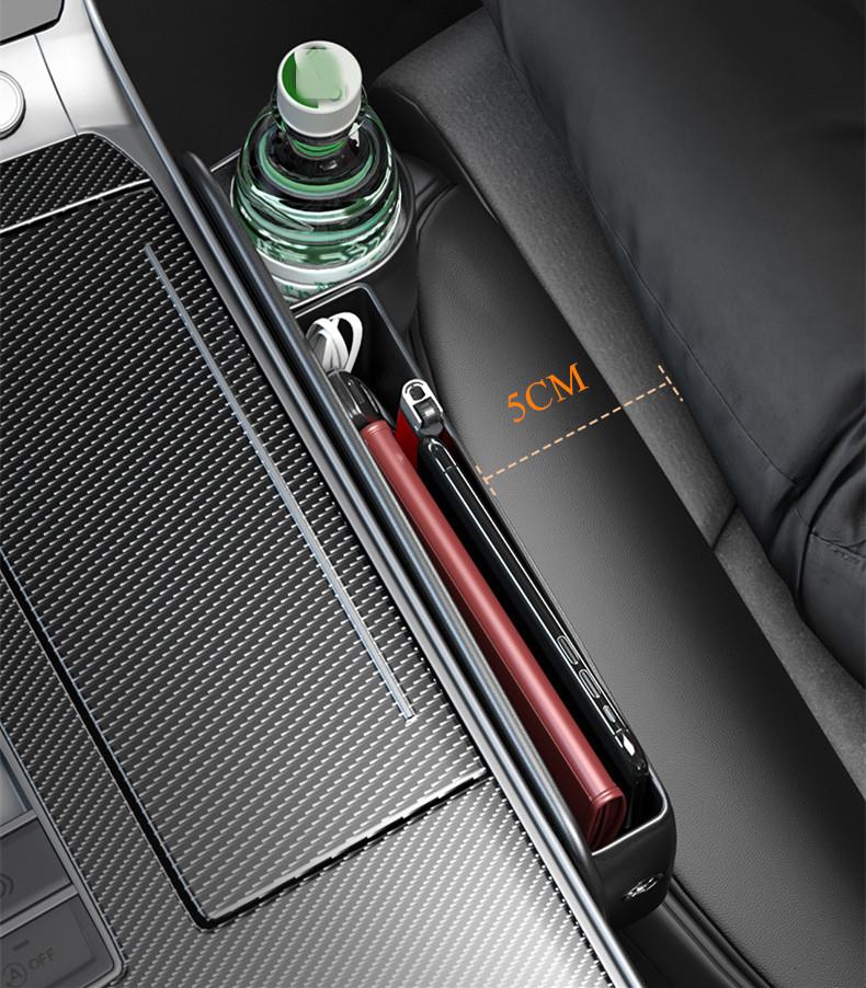 2Pcs Balck Multifunction Seat Gap Storage Bag Organizer Box W/Phone Cup Holder