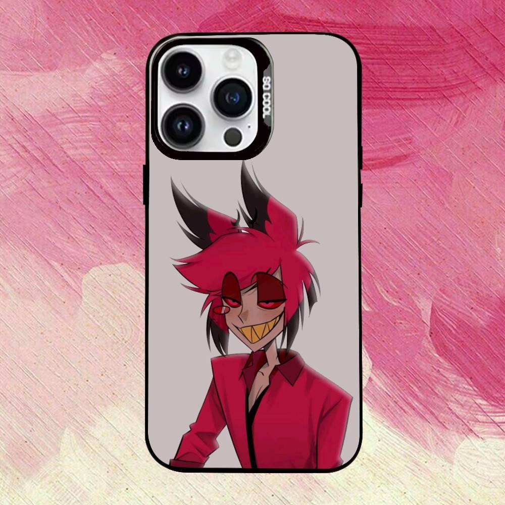 H-Hazbin H-Hotel A-Alastor Phone Case For iPhone 17,16,15,14,13,12,11 Plus,Pro Max,XS,Colored Silver Plated Inside Cover