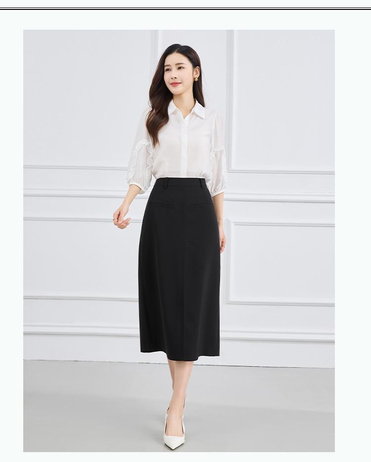 Half Length Skirt: Summer High Waist Slimming A-line Skirt Temperament Commuting Half Length Skirt for Women