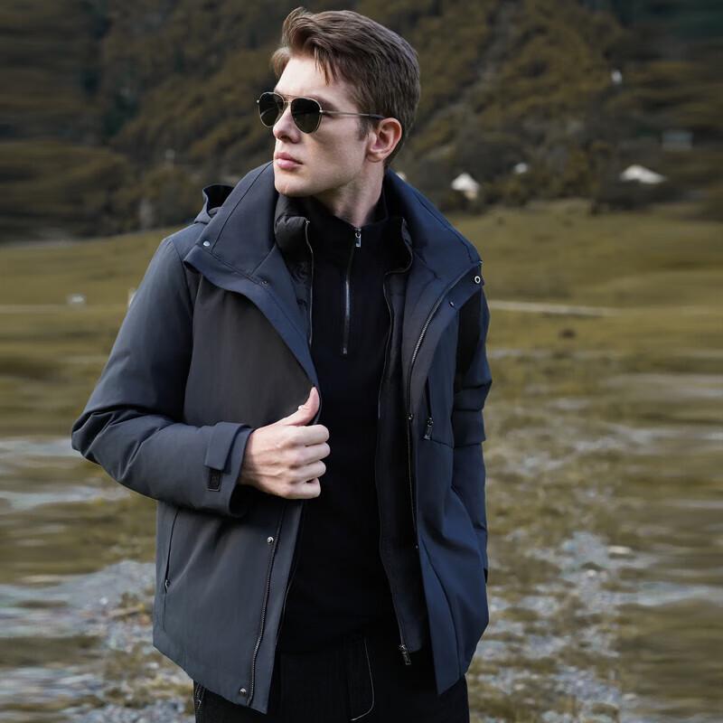 K-Boxing Men s Hooded 3-in-1 Down Jacket L темно-синий