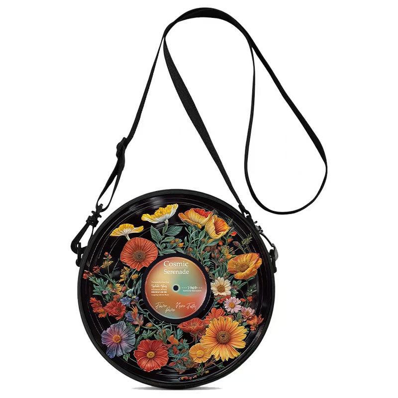 Women'S Personalized Vinyl Record Cosmetic Bag Shoulder Bag Backpack Storage Bag Polyester Travel Storage Bag