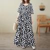 Short Sleeve Plus Size Cotton Vintage Floral New In Dresses for Women Casual Loose Long Summer Dress