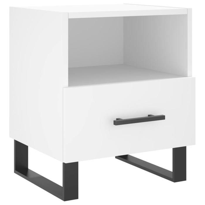 Table de chevet - Maison Exclusive - Blanc - 1 tiroir + 1 compartiment - Bois d'ingénierie