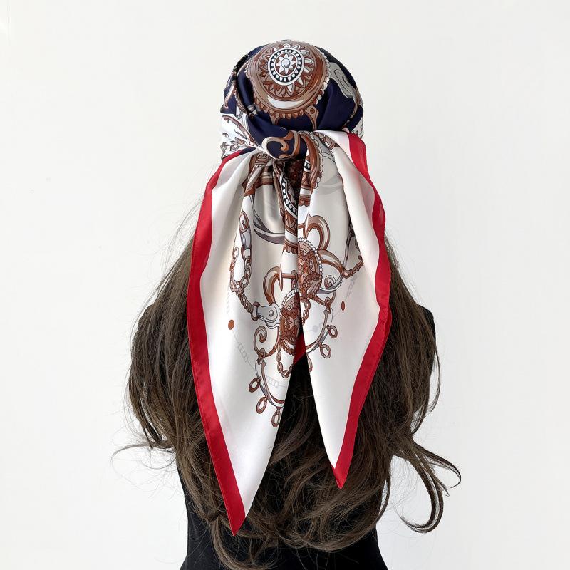 Headscarf Silk Scarf 90cm Women's Headscarf New Versatile Satin Thin Large Square Scarf
