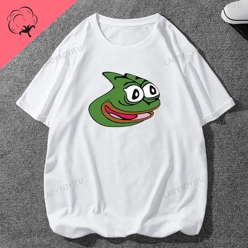 Pe Pe The Frog Meme Emote Cotton Mens Clothing Vintage Fashion Frog Animal Ladies Summer Kawaii Tees Funny Gift Casual Shirt