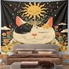 "Calico Cat with Sun Aura Design" Pattern Wall Hanging Tapestry Decorative Tapestry Home Decor for Bedroom and Living Room