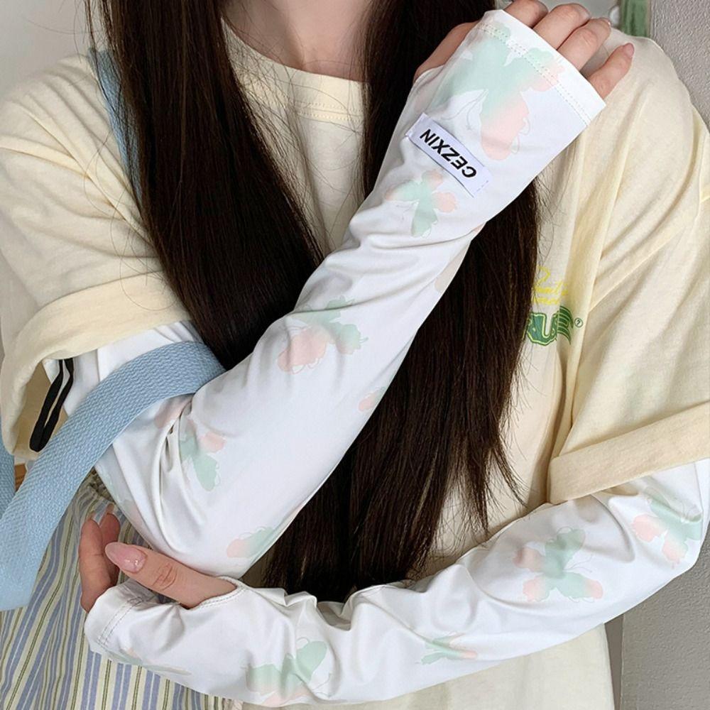 Gradient Sunscreen Arm Sleeve Sun Protection Summer Long Glove Sweet Ice Silk Sleeves  Outdoor