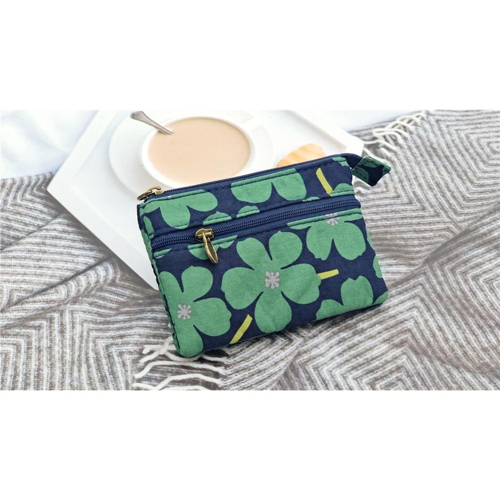 Encantador Monedero Mini con Estampado Floral, Adecuado para Mujeres, Compacto Monedero Multiespacio con Cremallera