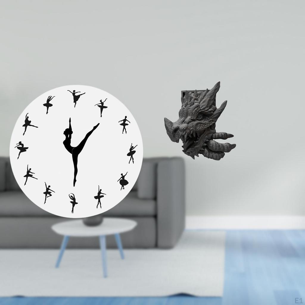 Ballet Dancer Wall Clock And Bookend Decorative Home Decor Silent Mute with Book Holder for