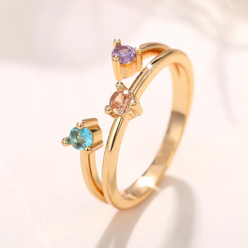 Huitan Modern  Women's Rings with Multi-colored Cubic Zirconia Daily Wear Chic Finger Accessory Anniversary Party Jewelry