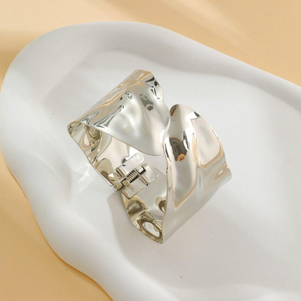 Irregular Pleated Bangle Cold Wind Open Bracelet Minimalist Style Cuff Bangle  Party Wearing