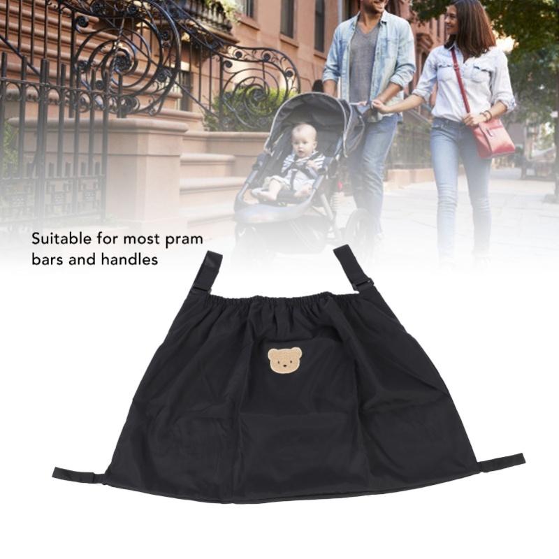 Stroller Cargo Bag Bottle Nappy Storage Bag Multifunctional Hanging Storage Stroller Organizer For Home Black