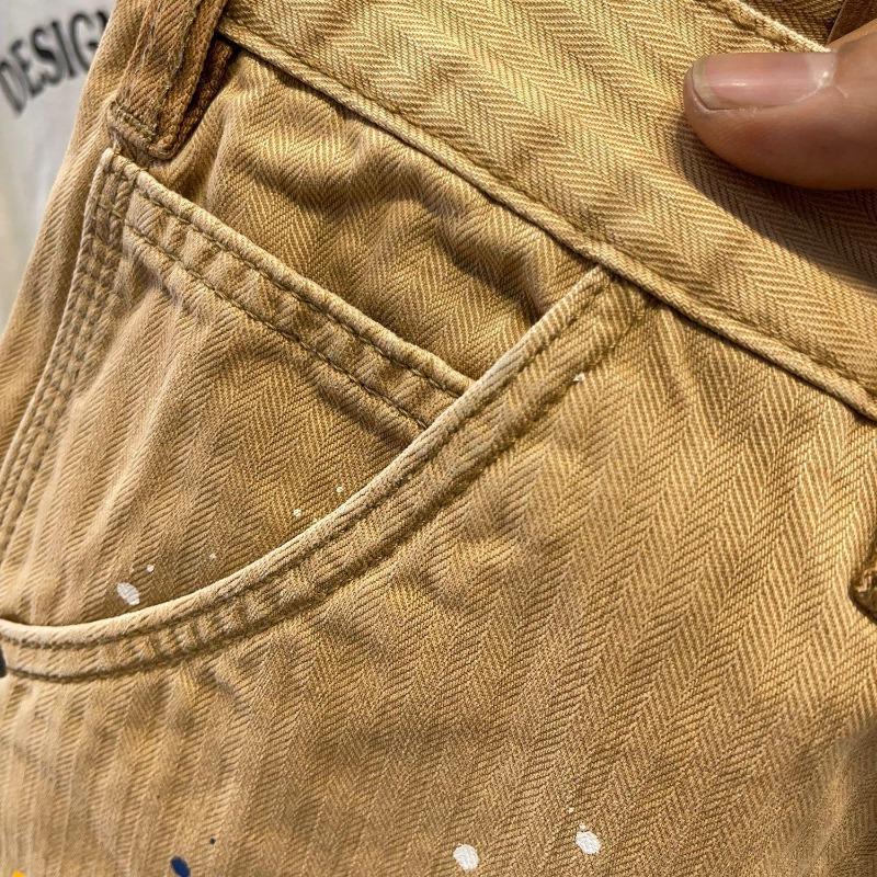 Herren Patchwork Splash Ink Vintage Cargo Jeansshorts