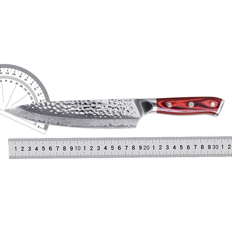 8palcový kovaný nůž z damaškové oceli kuchyňský nůž na vaření ve westernovém stylu nůž na krájení kuchyňský nůž s víceúčelovým vzorem kladiva kuchyňský nůž