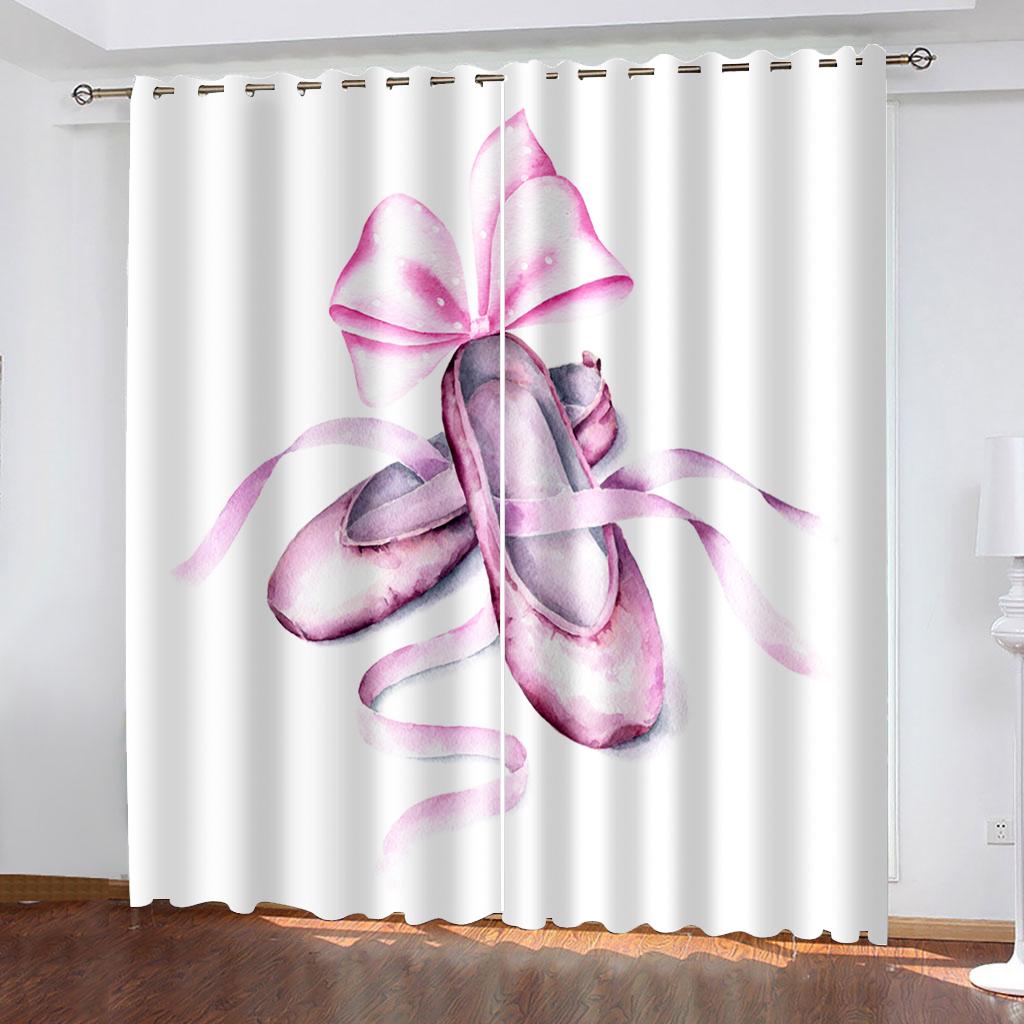 Rosa Enhjørning og Ballettjente Vindusgardiner Stue Barnerom Kjøkkengardin For Barn Draperier Vindusdekorasjon