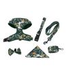 Jacquard harness pet leash bow tie set Dog leash set Pet dog collar
