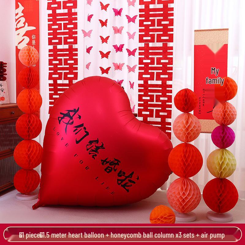 Extra Large Heart Balloon Honeymoon & Wedding Decoration Set