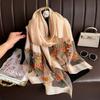 Flower Embroidery Women Hijab Shawls Large Shiny Lace Scarf Elegant Luxury Silk Scarf  Lady