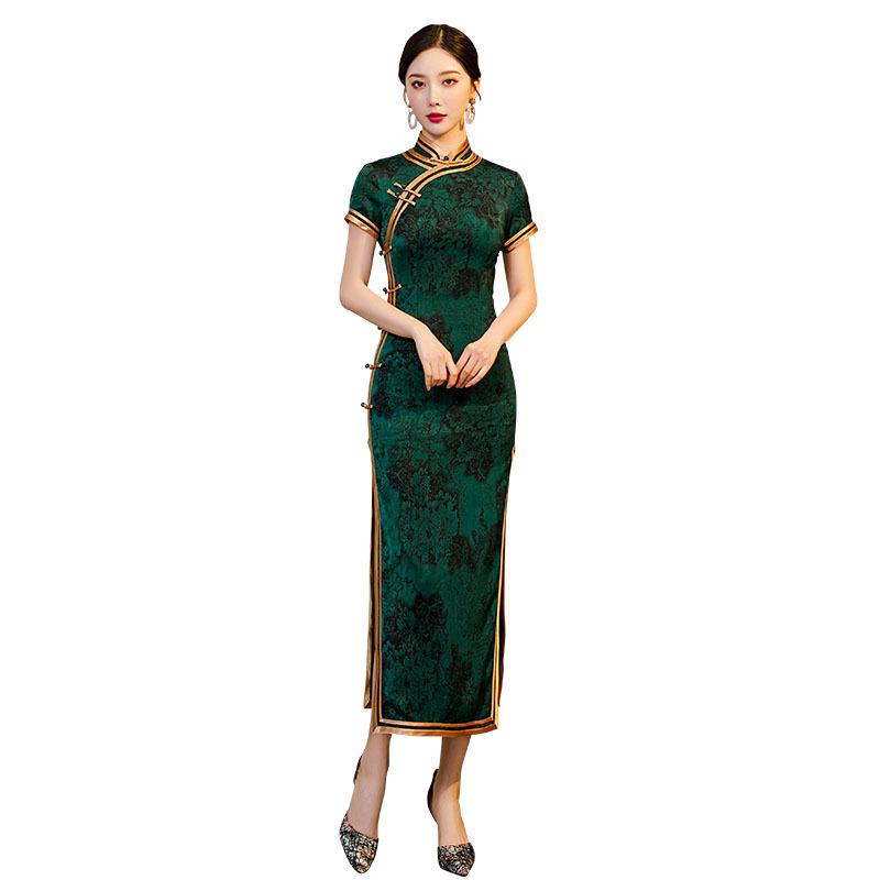 118 Ancient Shengjiao Cheongsam Long Spring and Summer Improved New Banquet Daily Mom Dress Women's Improved Cheongsam