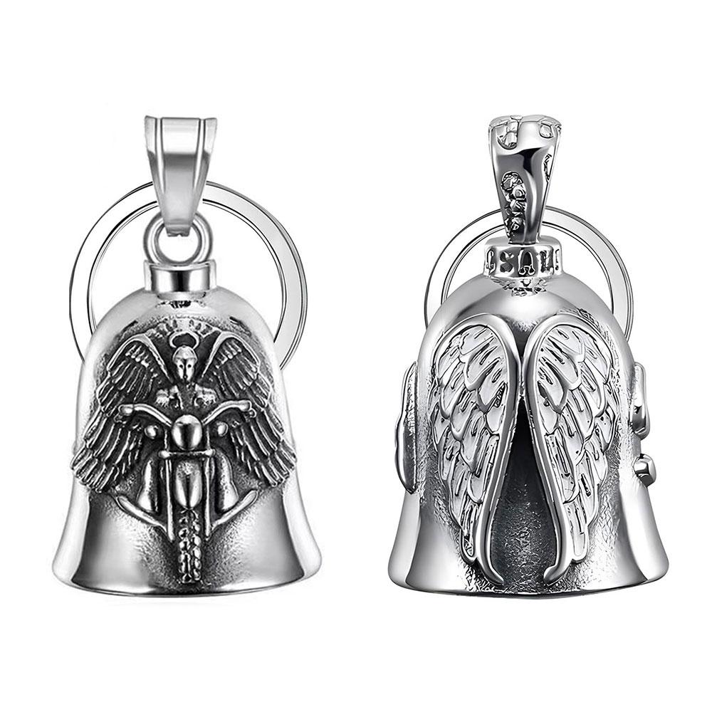 1PC Motorcycle Bell With Hanger For Angel Wings Good Luck Biker Bells Vehicle Accessories Car Sticker