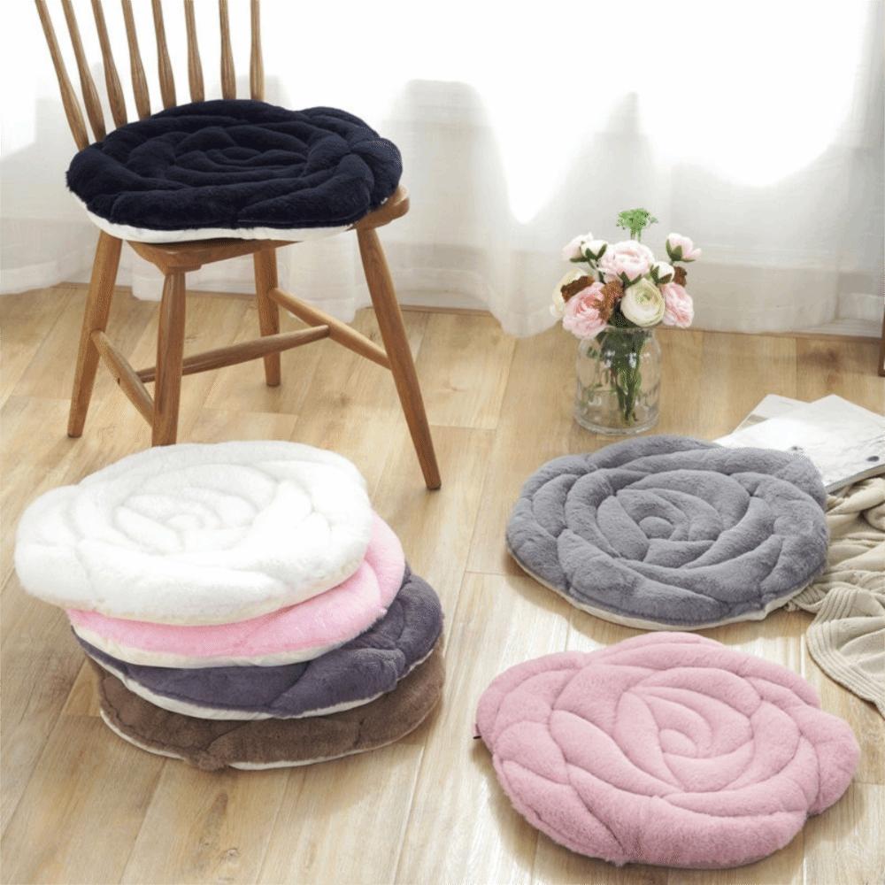 Plush Seat Cushion Thickened Tatami Sofa Cushion Home Decoration Rose Shaped Chair Cushion  Office