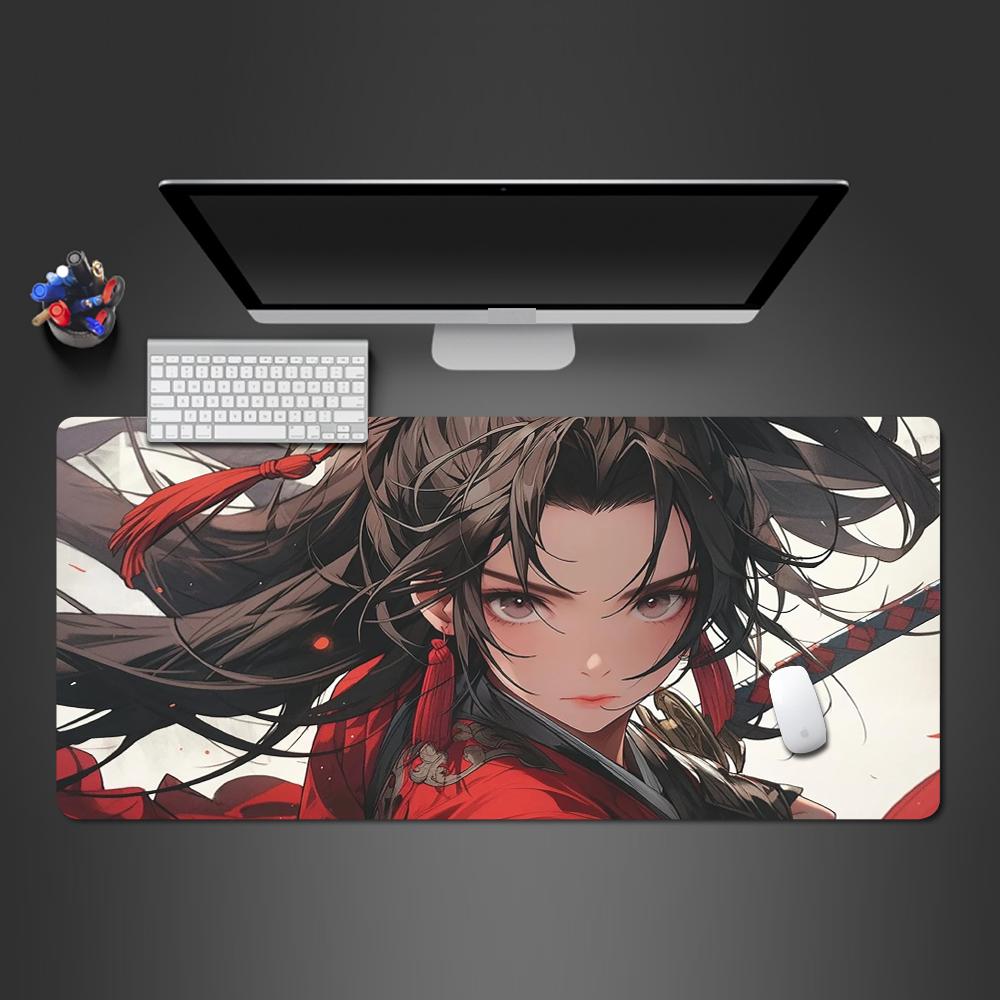 Cute Anime Girl Rubber Gaming Mouse Pad MM Decoration Keyboard Mousepas Kawaii warrior Large DeskMat for Laptop Gamer Pad