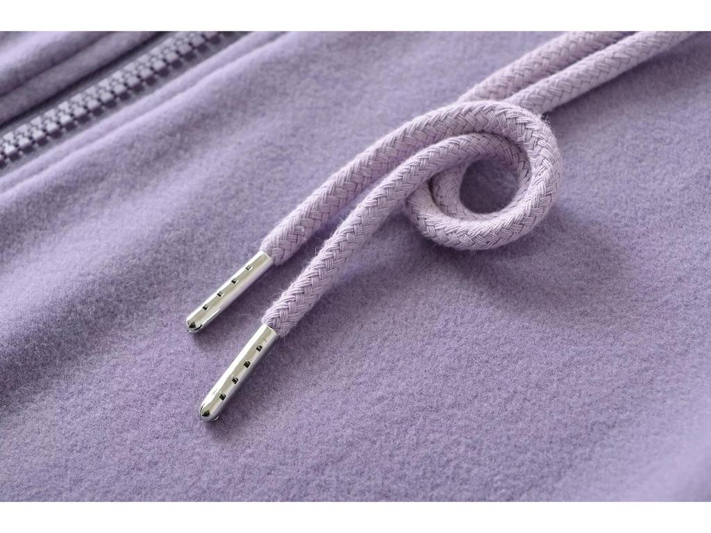 Women's American Style Thermal Fleece Slim Fit Hooded Yoga Sweatshirt with Double Zippers & Large Pockets for Autumn/Winter.