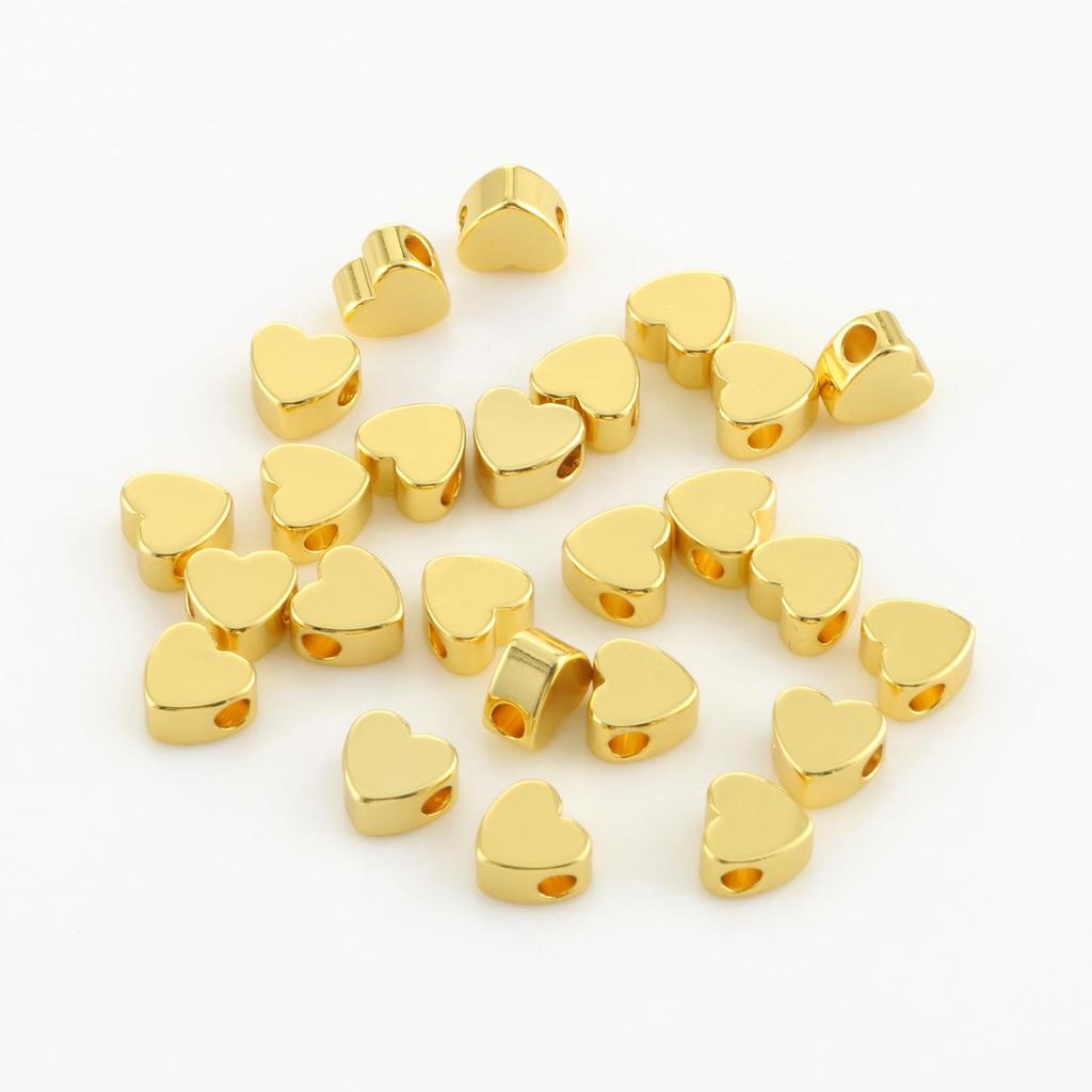 10pcs Copper Beads Charms Cross Heart Star Moon Beads Plated Crafts Color Retention Beads for Jewelry Making Diy Bracelet Necklace