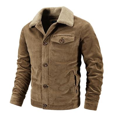 Corduroy Jacket Men's Fleece Thickened Winter Lamb Wool Warm Jacket European and American Casual Cotton Clothes Men's Clothing