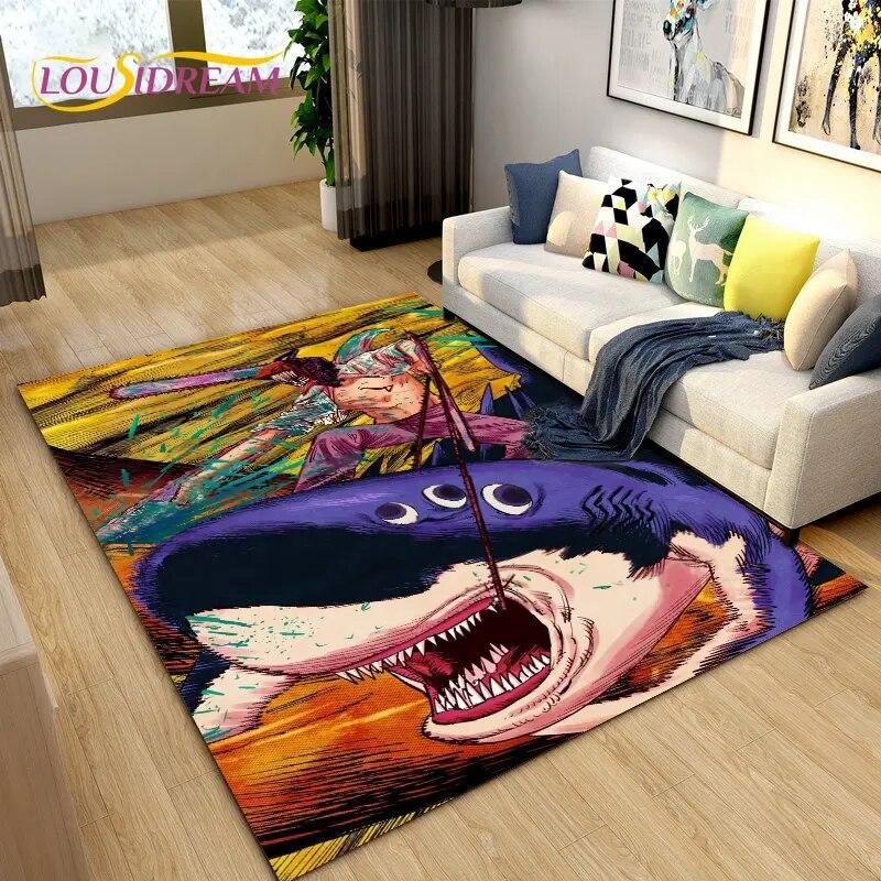 3D Chainsaw Man Anime Denji Cartoon Area Rug,Carpet Rug for Living Room Bedroom Sofa Doormat Decoration, Kids Non-slip Floor Mat