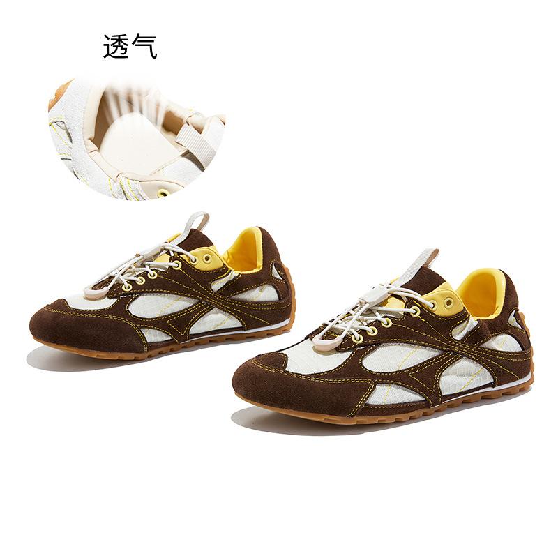 Leather German Training Shoes Women's Spring New Ugly Cute Big Head Color Matching Sports Shoes Casual Versatile Flat Forrest Gump Shoes