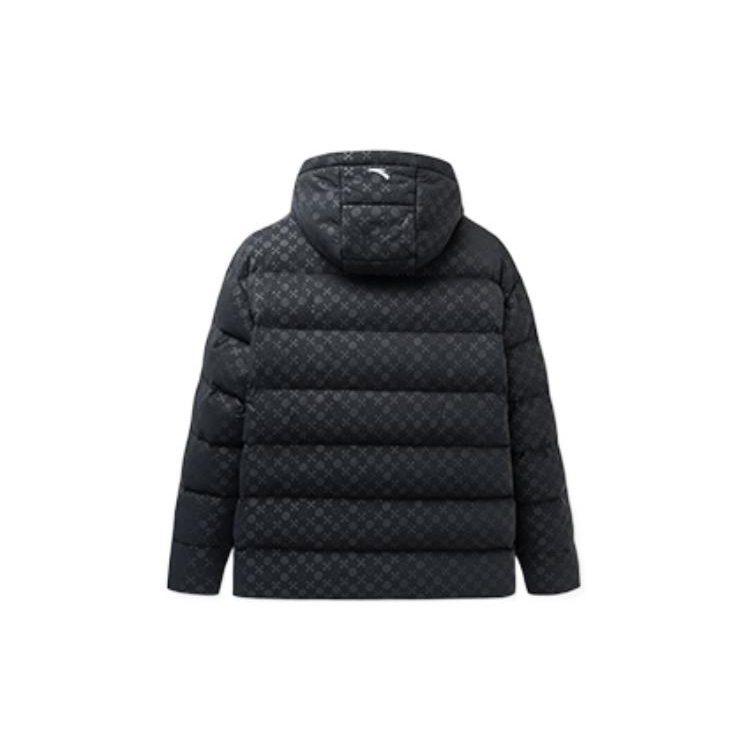 Anta Basketball Collection Down Jackets Men's Matte Black Hooded Thickened Puffer Jacket 152241910R-2