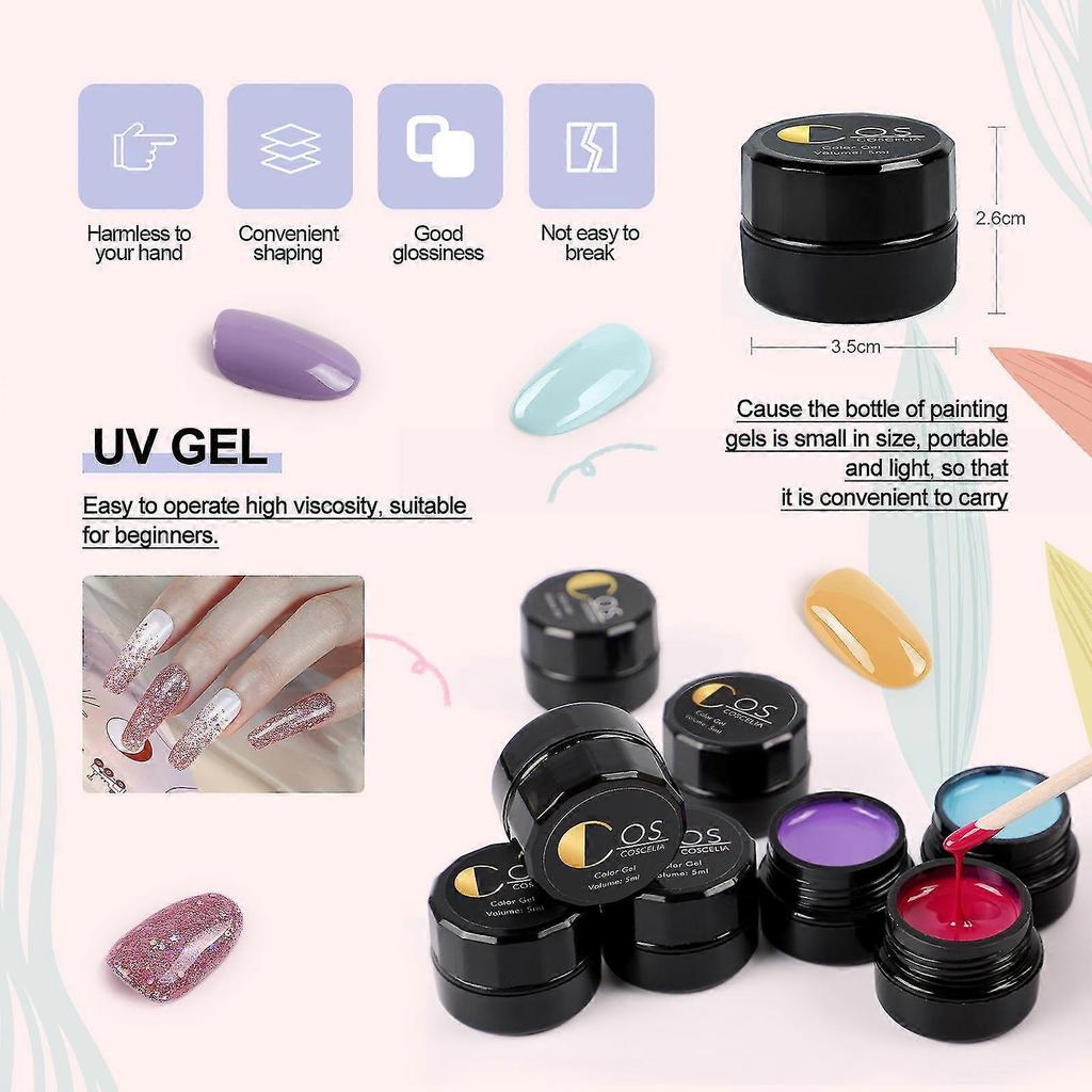 Gel Nail Polish Kit 12 Colors Gel Polish With Uv/led Nail Lamp