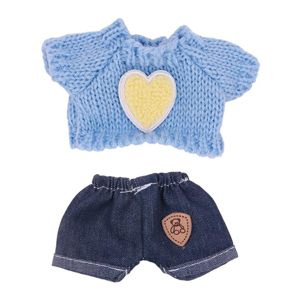 

Miniature Doll Clothing Accessories Handmade For Labubu Sweater Jeans Set Cotton Doll синий