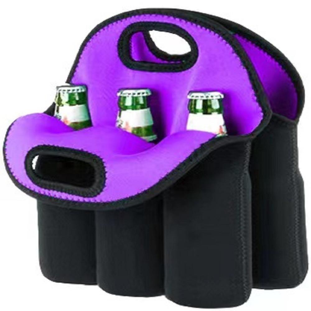 

Neoprene 6 Bottles Can Carrier Tote Non-slip Beer Bottle Holder Outdoor Picnic Gathering рожевий