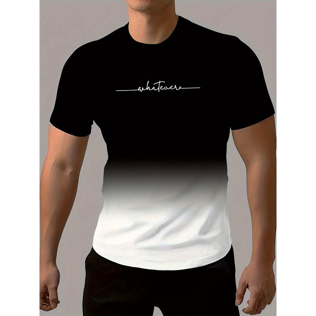 Men's Fashion Avant-garde Gradient T-shirt - Super Elastic, Breathable, Casual - Bright Colors, Round Neck T-shirt, Comfortable In Summer XVGJ