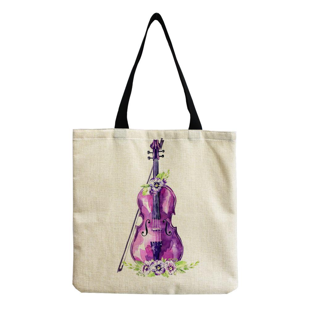 Sac Cabas Vintage en Lin pour Femme - Grande Capacité Sac à Bandoulière Imprimé Piano pour Usage Quotidien & Courses KTB