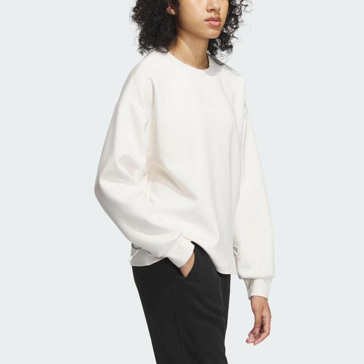 Adidas Future Style Crew Sweatshirt Reflective Stripes Sports Casual Pullover Round Neck Women Sweatshirt Pink White IM8953