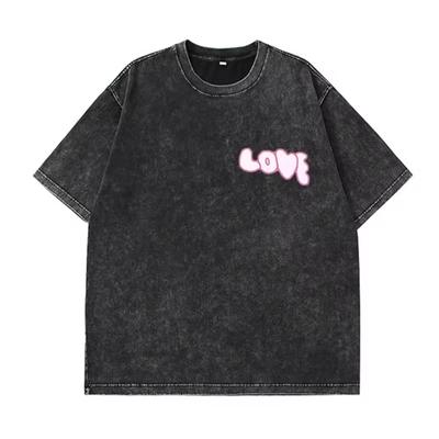 Hirsionsan Y2k Quality Oversized Washed T Shirt Women Men Vintage Print T-shirts Streetwear Wash Tee Girl Luxury Brand Tops