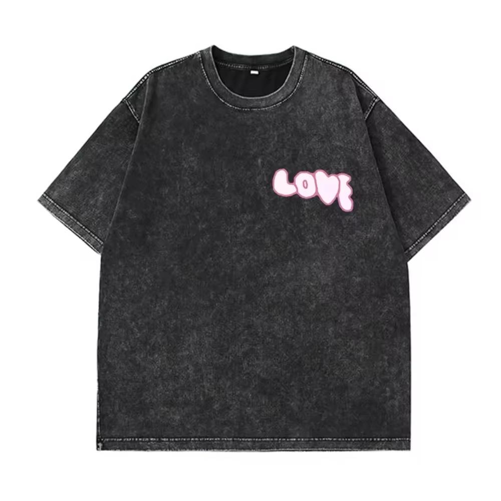 Hirsionsan Y2k Quality Oversized Washed T Shirt Women Men Vintage Print T-shirts Streetwear Wash Tee Girl Luxury Brand Tops